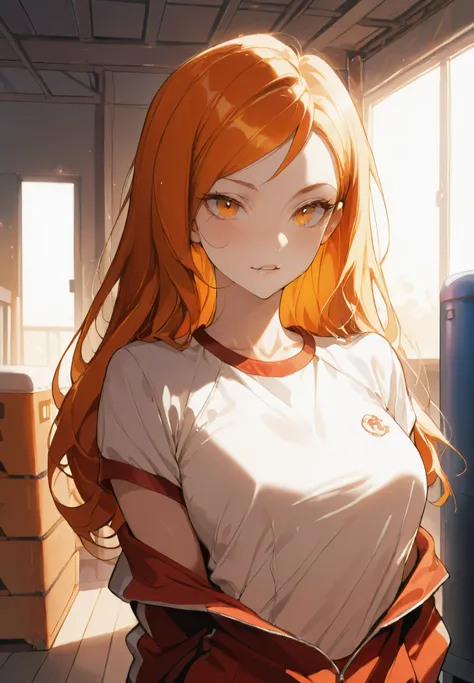 Kim Possible, school gym outfit cosplay, storage room, biting lip, detailing face, detailing body, alluring, takes off clothes, cinematic lighting, masterpiece, HDR, top quality, warm color, high resolution, high fashion, absurdres extremely, vivid colors,...