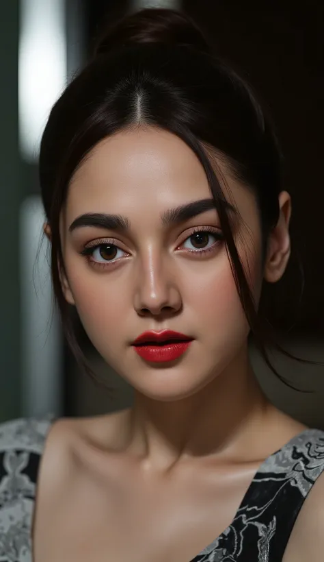surrealism faced beauty woman, red lips open mouth, High detail, Cinematic lighting, Ray tracing, angle of view, Eye level shots, hyper HD, Masterpiece, Textured skin, 4K, Best quality