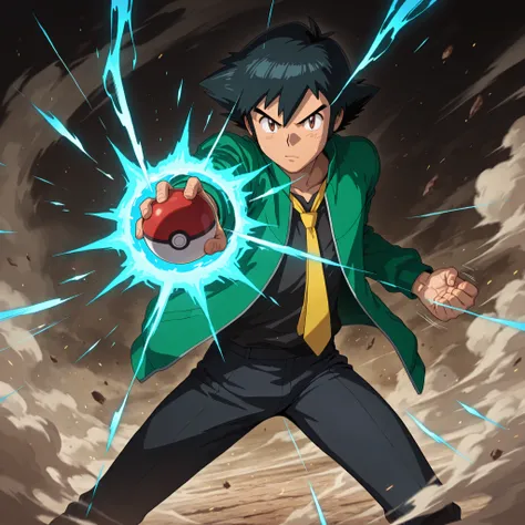masterpiece, amazing quality, best quality, ultra-detailed, 8K, illustration, clear skin, ultra-detailed-eyes, soft skin, very awa, very as2, shiny skin, shiny hair, soft body, 90's style, official art, ashxyz, 1boy, male focus, solo, brown eyes, black hai...