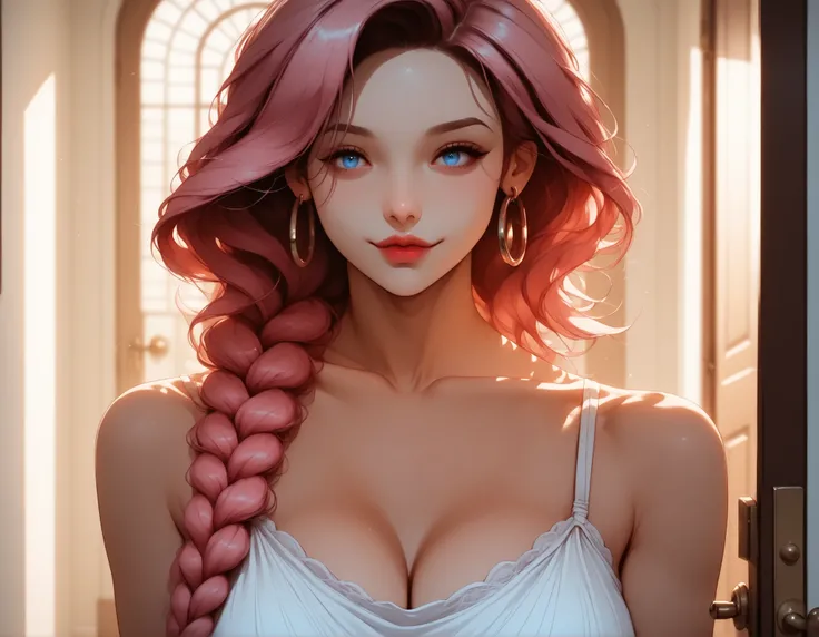 (masterpiece:1.2), (best quality:1.2), ultra detailed, 8k, watercolor, cinematic lighting, volumetric_lighting, rim light, soft shadows, ((forced_perspective)), (Diminishing scale perspective:1.3), (solo, solo_focus, upper_body) BREAK (1girl, (pink_hair:1....