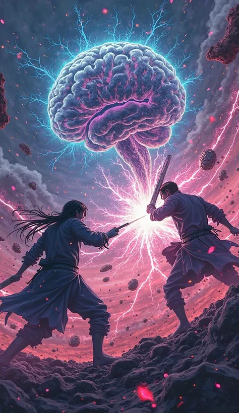 neurons fighting, anime