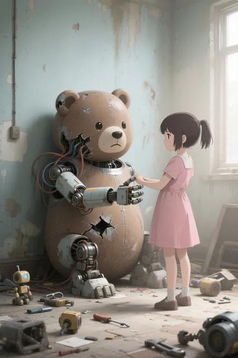 broken robot meets a girl