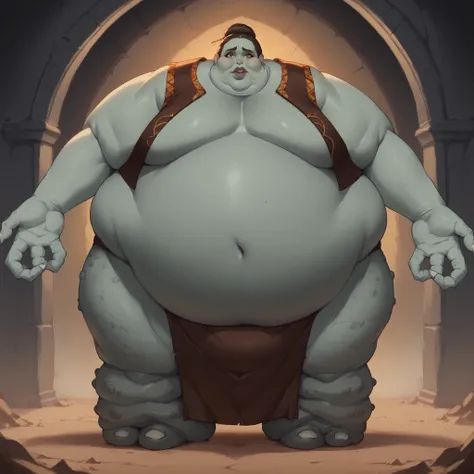Girl, troll, monster, giant, Fat_neck , Fat head , eyes with crushed cheeks , nose with crushed cheeks , mouth with crushed cheeks , chin roll, size difference, giant hands, giant feet, fat, chubby, obese, gigantic arms and legs, gigantic breasts, sagging ...