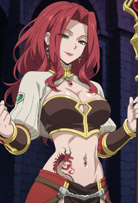 Malty Melromarc (The Rising of the Shiel) beautiful body,athletic body, beautiful breasts, ,visible private parts , ultra detailed image, anime image ,girl, anime malty, excitement, red hair, green eyes , ear piercing, long hair, , lipstick,Hot girl, baddi...