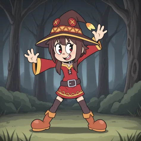 masterpiece, best quality, Rubberhose, toon \(style\  Megumin 
