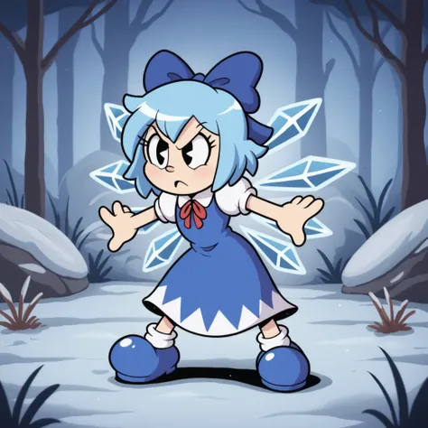 masterpiece, best quality, Rubberhose, toon \(style\) Cirno
blue bow, blue dress, dress, ice, ice wings, wings
