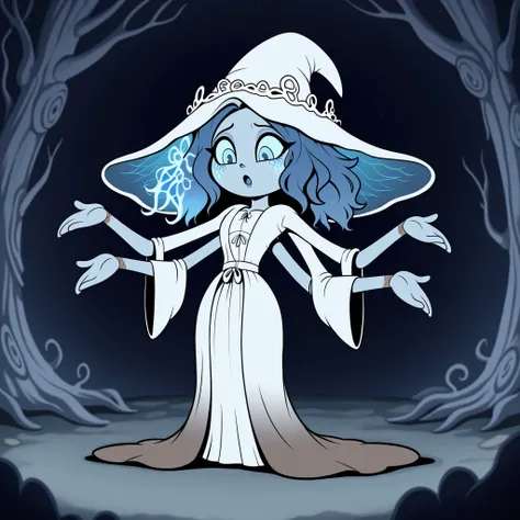 masterpiece, best quality, Rubberhose, toon \(style\), 1girl,ranni_the_witch,blue_skin,extra_arms open eyes