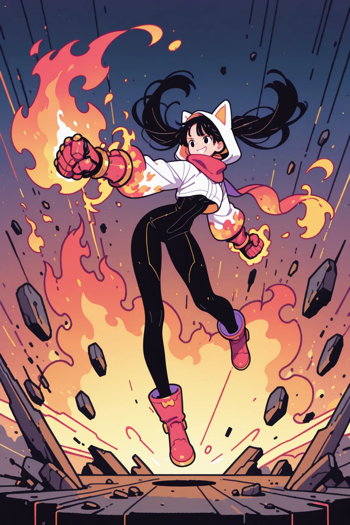 Flame Hero Girl2(Cat ear hood)
