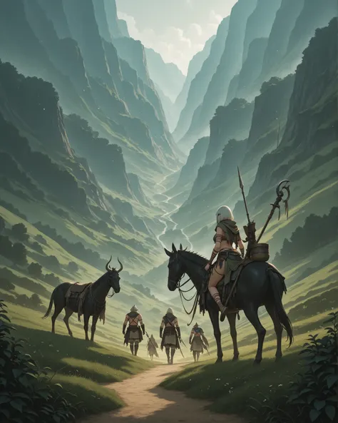 Alam, Open field, high fantasy , dark fantasy, Some Primitive Tribal Dwellings