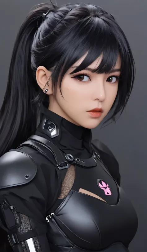 Woman in black with mask and all black cyberpunk clothes, wearing tech outfit and armor, photo of a woman in tech gear, dark sci-fi outfit, cyberpunk outfit, female assassin, futuristic tech costume, cyberpunk fashion clothes, jet black hair cyberpunk girl...