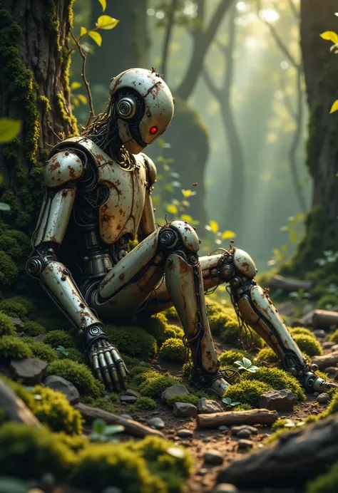 Broken robot、Moss grows all around、Before returning to nature、One with nature、Rust and Wiring、Robot that sits quietly in the woods