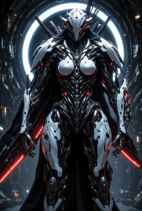 The high resolution photograph 8k, Design your battle-damaged Cyborg and reveal the rugged beauty of mechanical life! Female Cyborg with huge breasts, Archer-Cyborg Type, Half-Ripped Hands By Monster.
