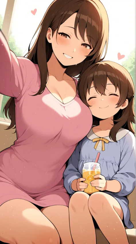 mother and daughter, Smile, Everyday scene , refreshing ,