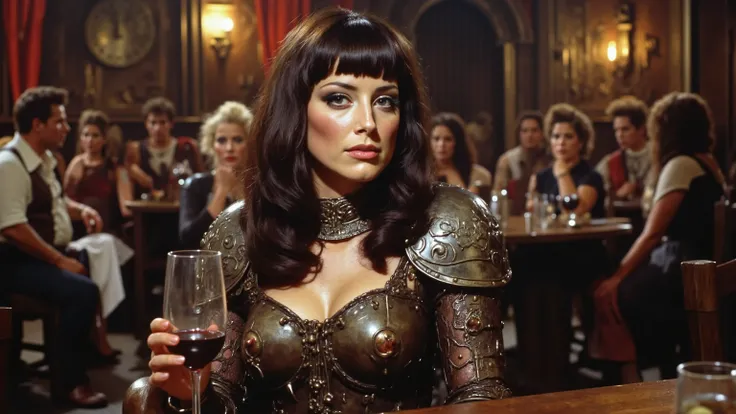 A creepy lean, slutty woman with laughing, lying dead eyes and a half-smirk permanently stitched across her face. Her hard leather armor is slutty flashy and impractical, painted with creepy faces and sluttishly decorated. Beneath her surface charm and sha...