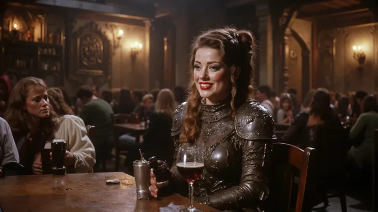 A creepy lean, slutty woman with laughing, lying dead eyes and a half-smirk permanently stitched across her face. Her hard leather armor is slutty flashy and impractical, painted with creepy faces and sluttishly decorated. Beneath her surface charm and sha...