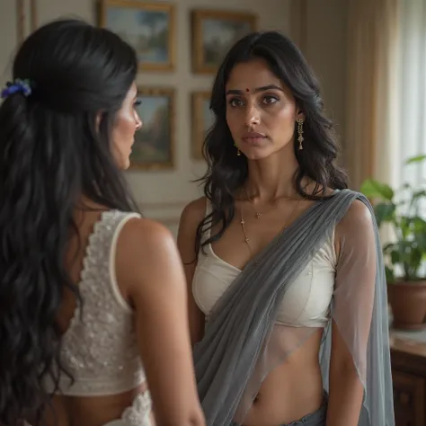 brown eyes backyard room shabana azmi is white braless saree flaunting -  SeaArt AI - 무료 AI 아트 생성기