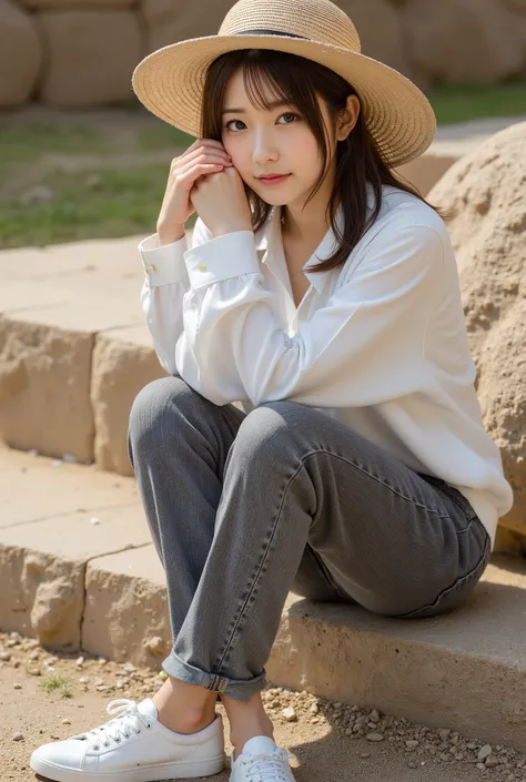 公園での記念写真、in 8K,Best Quality:1.4, 超A high resolution:1.5, (Photorealistic:1.4),masterpiece:1.2,(top-quality:1.4)、Raw photo、1a japanese girl、Cute、 (RAW フォト:1.2), (フォトリアリスティック:1.4), 美しい詳細な女性, ((とてもよく詳しい eyes and face, 美しく詳細な目元, 非常に詳細な顔、はにかんだ笑顔)), 高解像度, とてもよく...