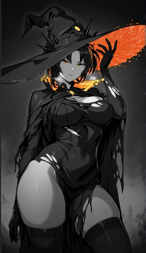 (hiiragi_yuuichi-style), (zonda_(solid_air)-style:0.8), ((anatomical correct)), vignetting, fog, ((monochrome, greyscale, manga-style, spot colors, yellow eyes)), (lineart:1.2), (digital dissolve:1.2), perfect body, perfect eyes, perfect fingers, gasping, ...