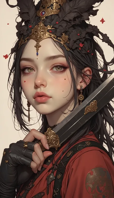 high quality DVD、Skill Exquisite、1 girl、solo、Fine Eyelashes、Beautiful Moving Eyes、ink painting style、Rich Shadow Texture、Rough Brush Stroke、 high contrast、 Dramatic shadow 、Rough Texture、Dynamic posture、Actions、Exquisite Big Knife、Sword Focus、Wide Colorful...