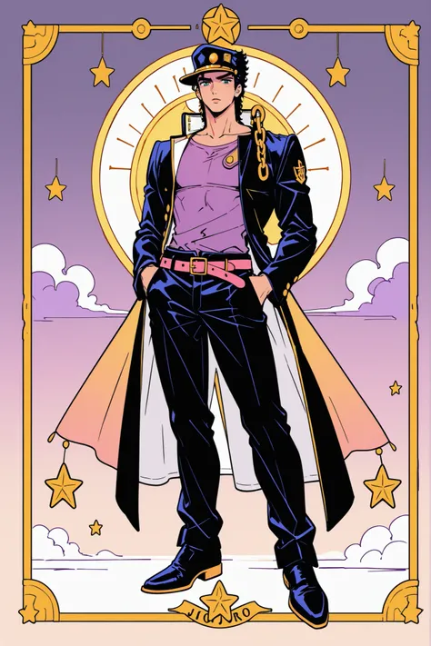 Kujo Jotaro and his stand star platinum with arabian style