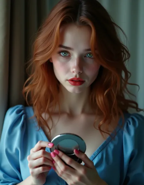 ((RAW Photo), Absurds, (Absurd Resolution)), (Masterpiece, Best Quality), ((Hyperrealism, Photorealistic)), (AI Fantasy), (masterpiece, highest quality, amazing quality), (realistic pupil, green eyes), (beautiful woman, 21 years old, cinnamon hair, wavy), ...