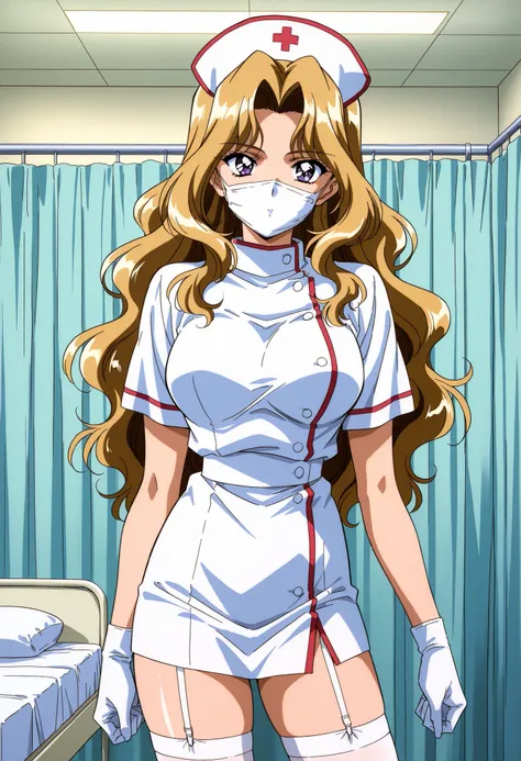 Score_9, score_8_up, score_7_up, source_anime, Shindou_Reiko(Anime_Ver), 1girl, solo, long hair, blonde hair, purple eyes, wavy hair, large breasts, 1990s \(style\), retro artstyle, anime coloring, (best quality), (high quality), {masterpiece}, extremely d...