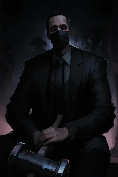Mouthless Mask, Murderer, hammer,  male, Dark Atmosphere,