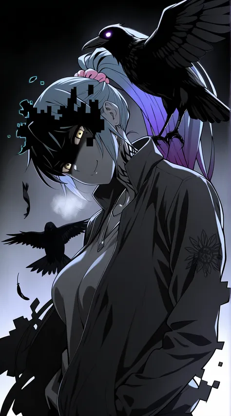 (hiiragi_yuuichi-style), (zonda_(solid_air)-style:0.8), ((anatomical correct)), vignetting, fog, ((monochrome, greyscale, manga-style, spot colors, yellow eyes)), (lineart:1.2), (digital dissolve:1.2), perfect body, perfect eyes, perfect fingers, gasping, ...