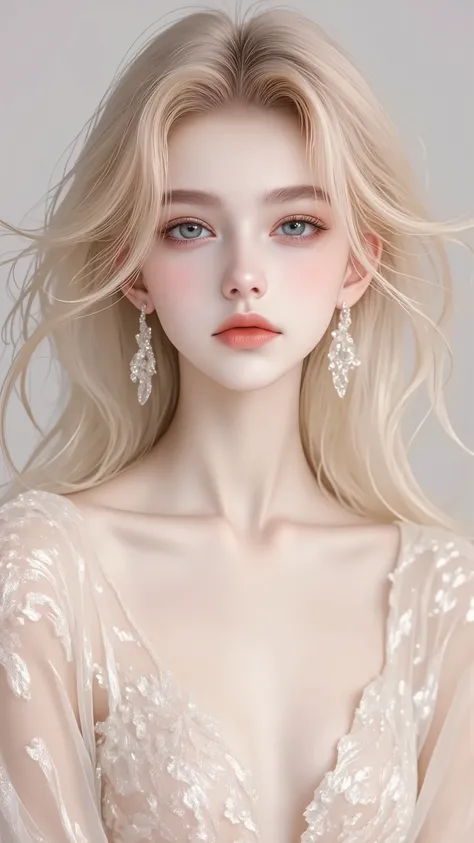(Highest Quality。 max resolution。 Super Real Photos 。 Full Body Portrait 。) lengther than height髪の美女が一人いる。 More beautiful than a beautiful actress。 beautiful young woman。 She has a beautiful and cute face、Looks like a top model 。 With a kind smile。 her ...
