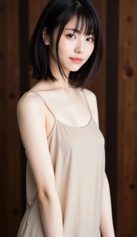 An expressionless girl, alone, high resolution, masterpiece, accurate, 解剖学的に accurate, number々awards , 最High Quality, High Detail, High Quality, with Penis Ultra High Accuracy, Textured Skin, black hair, medium hair, straight hair , Thin Waist、very ...