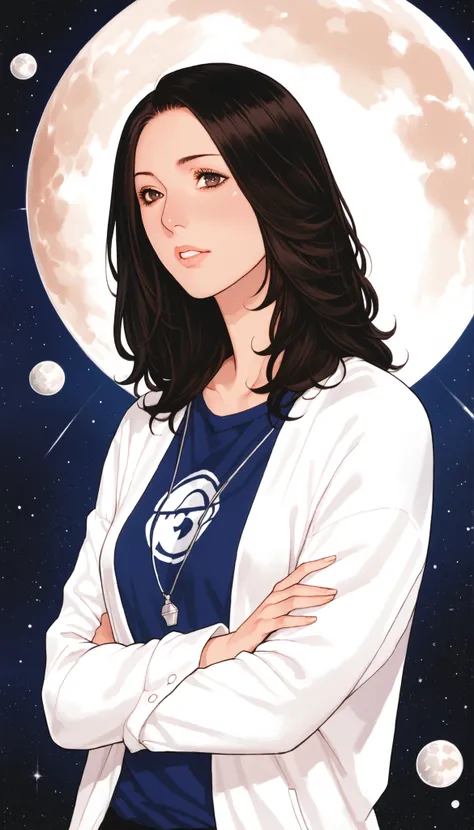 Female 1, medium long hair, black hair, chest, dark eyes, simple background/ no background , vertical drawing style , lots of white space, Illustrations, 黒いドレスHigh Quality, 最High Quality , High Detail , High Quality, HD model, very well detailed,