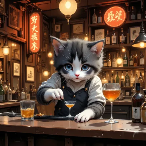 hideout, bar,vintage,cat bartender