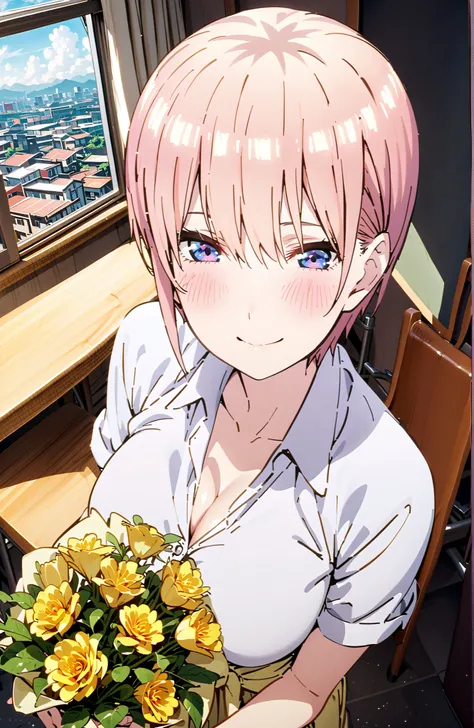 blue eyes,narrows her eyes,smile,blush,mouth,