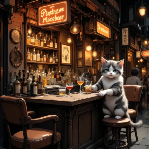 hideout, bar,vintage,cat bartender