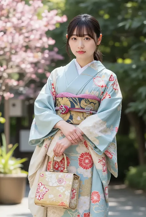 Elegant young Japanese woman,, sitting in a light blue floral kimono with a brown belt, white lace sheer sheer panties are visible,  folding in an old historic house ,  soft warm light shining through a shoji ,  slightly dark evening time ,  beautiful well...