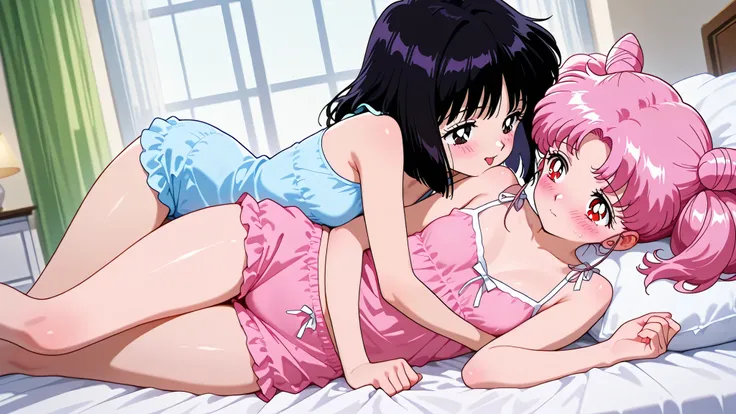 masterpiece, amazing quality, best quality, ultra-detailed, 8K, illustration, clear skin, ultra-detailed-eyes, soft skin, very awa, very as2, soft body, 90's style, official art, hotaru tomoe, short hair, black hair, black eyes, small breasts, bbcusa, long...