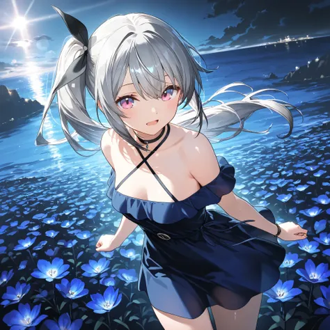 1 Girl, gray hair,Pink blue eyes ,Big , open mouth , outdoor,wind, Game CG,,( masterpiece), (Best Quality), (ultra-fine), very aesthetic, illustration,super fine skin, shiny skin, ( masterpiece), (Best Quality), (ultra-fine), very aesthetic, milk,, REAL ...