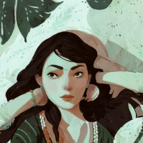 score_9, score_8_up, score_7_up, score_6_up, score_5_up, score_4_up, 1_woman, brow hair, expressive face, long_hair, wearing a vibrant long peasant medieval dress, detailed clothing, sketches, detailed thick gouache painting, illustration, in gougoupaintle...