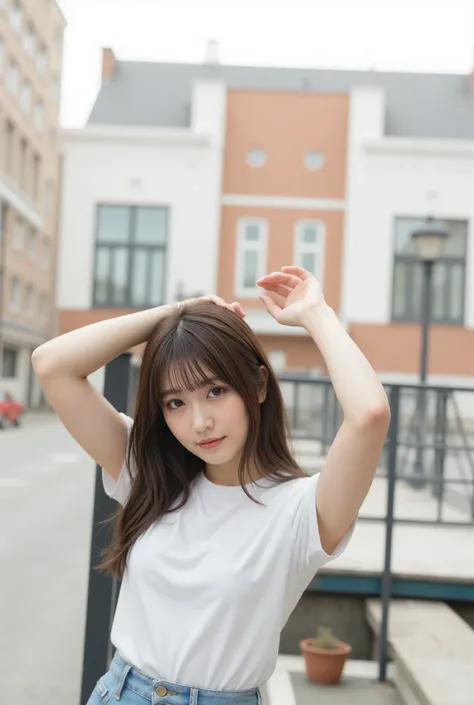 commemorative photo at a park where you can see the ocean、 in 8K,Best Quality:1.4, 超A high resolution:1.5, (photorealistic:1.4),masterpiece:1.2,(top-quality:1.4)、Raw photo、1a japanese girl、Cute、 (RAW Photo:1.2), (photorealistic:1.4), beautiful detailed gi...