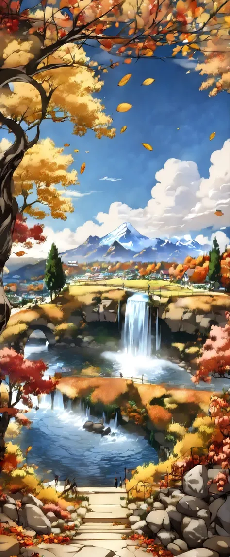 ((   .5:1.5, fisheye camera:1.5, 360 degrees:1.5)),( landscape with mountains , river, tree々, rock, waterfall, autumn, autumn colors:1.5), ((Imaginative scenes )), (( Very Detailed: 1.4), (( masterpiece )), ( very detailed and beautiful: 1.3), (photorealis...