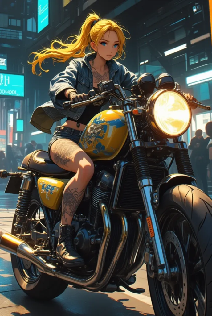 blonde biker