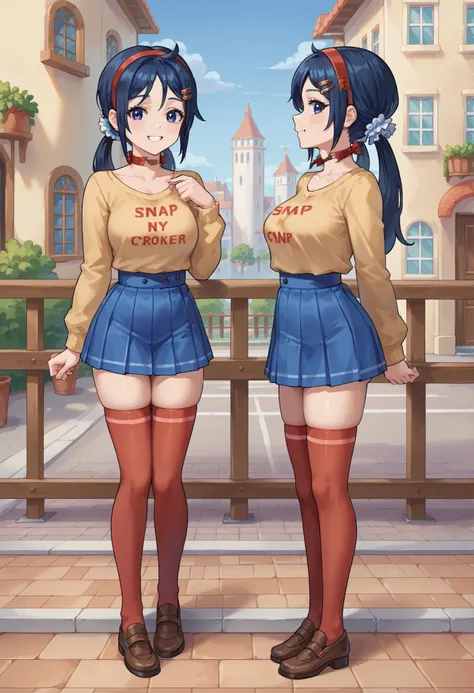 Side profile to the viewer , score_9, score_8_up,sharp focus, snap my choker,  instant loss, 2comma, before and after , score_8_up, score_7_up, score_6_up, source_anime, 1girl, solo, outdoors, city, smile, (ch0k3rsnap:1.5),miniskirt, 1girl, snap, fellatio,...