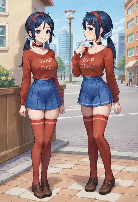 Side profile to the viewer , score_9, score_8_up,sharp focus, snap my choker,  instant loss, 2comma, before and after , score_8_up, score_7_up, score_6_up, source_anime, 1girl, solo, outdoors, city, smile, (ch0k3rsnap:1.5),miniskirt, 1girl, snap, fellatio,...
