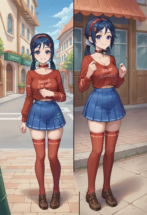 Side profile to the viewer , score_9, score_8_up,sharp focus, snap my choker,  instant loss, 2comma, before and after , score_8_up, score_7_up, score_6_up, source_anime, 1girl, solo, outdoors, city, smile, (ch0k3rsnap:1.5),miniskirt, 1girl, snap, fellatio,...