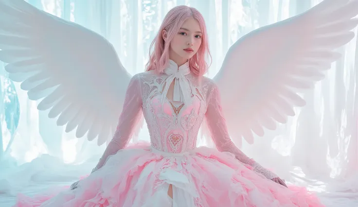 8k, masterpiece, Highest Quality,realistic pictures,   young woman, Elegance,masterpiece、angle to angle  ,full body,full body,full length,,"Artistic and Fantastic Ghost Style ,vibrant, High Res Photos,pastel, white skin like porcelain, Wide angle, Professi...