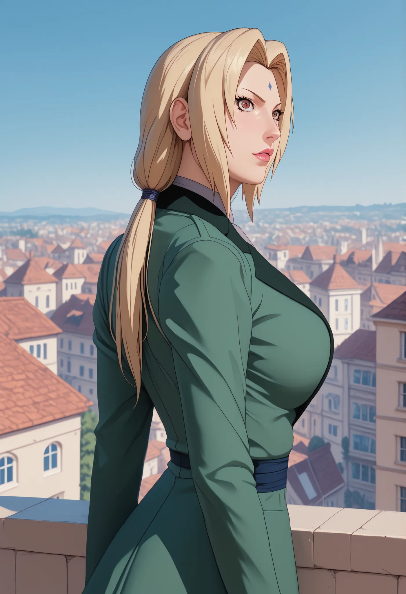 Tsunade_Senju's/Boruto, 1Woman, She is a tall and slender woman who has Long Blonde hair and is often seen wearing her glasses, Brown Eyes, which often hides her eyes from view, Wearing Tight University Uniform, Blazer University Uniform, Victorian-Style U...