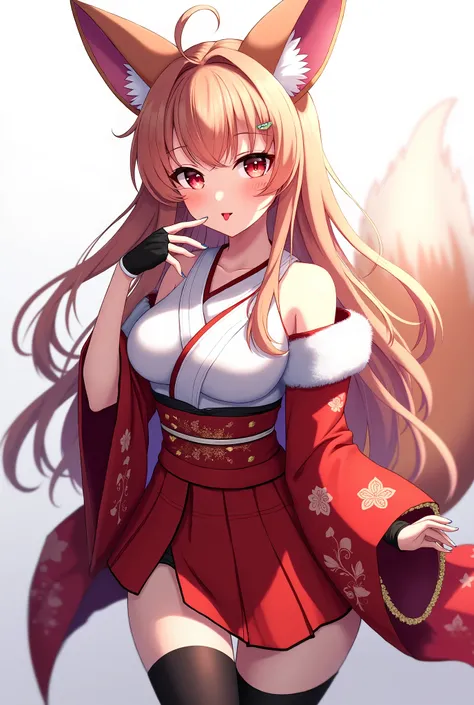 ((Masterpiece, Best Picture Quality, High Quality, Super High Quality, Depth of Field, 4K, 8K High Quality)),(masterpiece, HD, 2k, high resolution) sexy anime girl,girl in anime outfit in red and white outfit and kimono holding both hands together, 1girl, ...