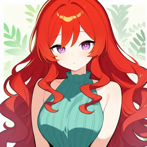 Beautiful Girl Plant shop Plant shopで働く店員 red hair long hair wavy hair with a graceful expression