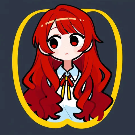 deformed Beautiful Girl McDonald's Clerk McDonald's store red hair long hair wavy hair with a graceful expression sulk looks away