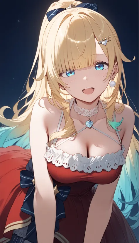 masterpiece, score_9, score_8_up, score_7_up, anime, pinup, masterpiece, full twinkle, perfect face, best quality, high resolution, aizawa ema, 1girl, virtual youtuber, blonde hair, aqua hair, gradient hair, long hair, very long hair, blunt bangs, blue eye...